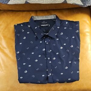 Kenneth Cole Men's Dark Blue Patterned Shirt